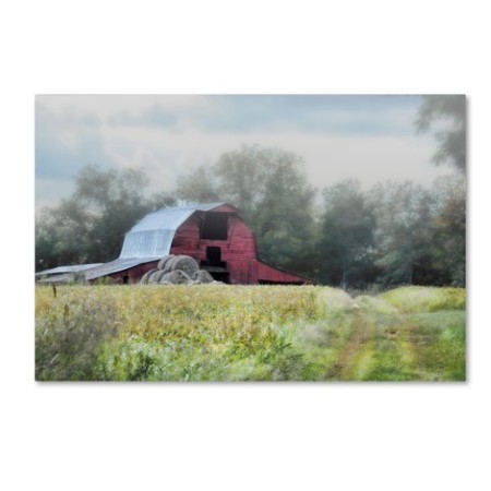 Jai Johnson 'Red Barn In The Fog' Canvas Art,12x19